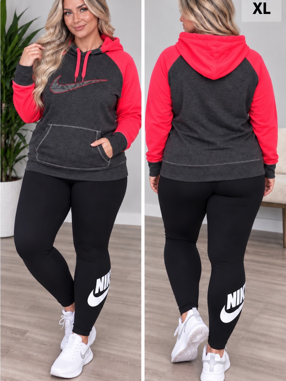 Nike womens XL hoodie with black large leggings outfit